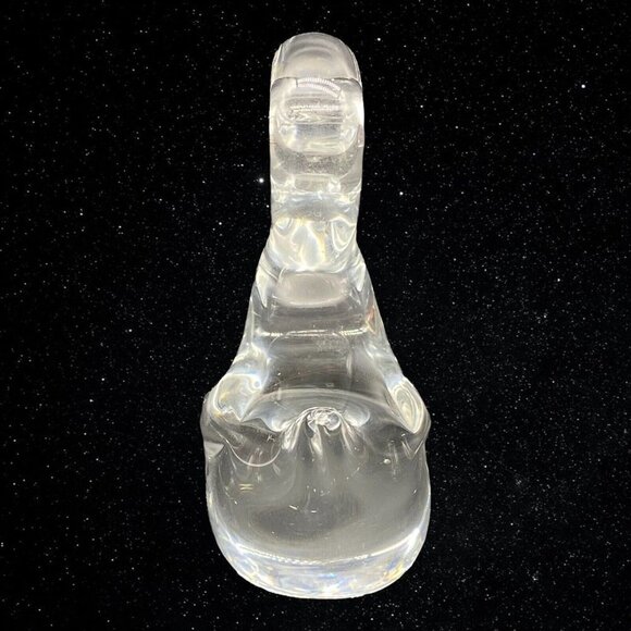 Vintage Art Glass Crystal Clear Swan Paperweight Figurine 4”T 3”W - Picture 7 of 9